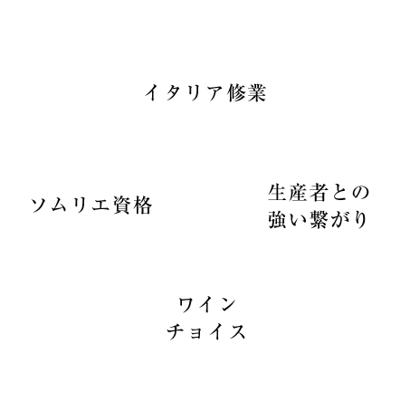 イタリア修業 ソムリエ資格 生産者との 強い繋がり ワインチョイス
